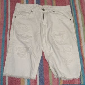 Smoke rise 38 w white shorts distressed rip style